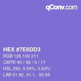 Color code: HEX #7E6DD3 | qconv.com