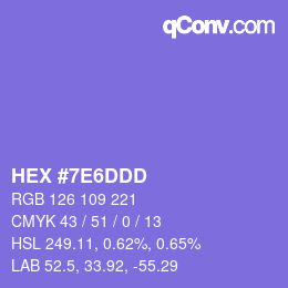 Color code: HEX #7E6DDD | qconv.com