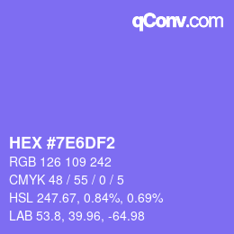 Color code: HEX #7E6DF2 | qconv.com