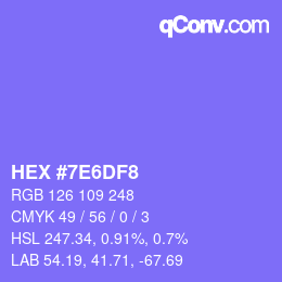 Color code: HEX #7E6DF8 | qconv.com