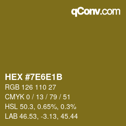 Color code: HEX #7E6E1B | qconv.com