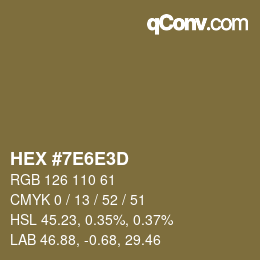 Color code: HEX #7E6E3D | qconv.com