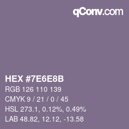 Color code: HEX #7E6E8B | qconv.com