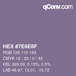 カラーコード: HEX #7E6E8F | qconv.com