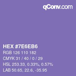 カラーコード: HEX #7E6EB6 | qconv.com