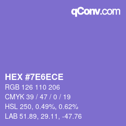 Color code: HEX #7E6ECE | qconv.com