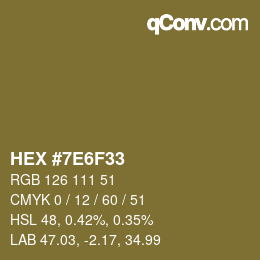 Color code: HEX #7E6F33 | qconv.com