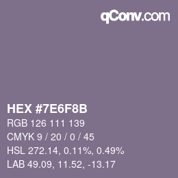 Color code: HEX #7E6F8B | qconv.com