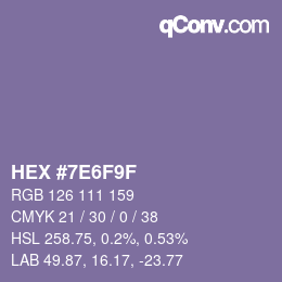 Color code: HEX #7E6F9F | qconv.com