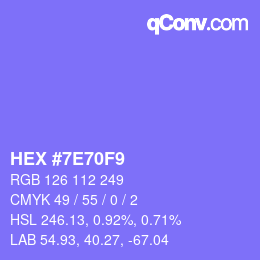 Color code: HEX #7E70F9 | qconv.com