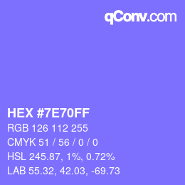 カラーコード: HEX #7E70FF | qconv.com