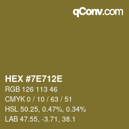 Color code: HEX #7E712E | qconv.com