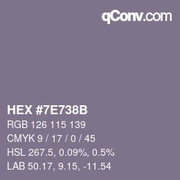 Color code: HEX #7E738B | qconv.com