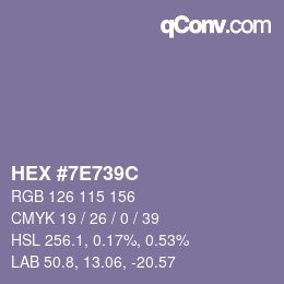 Color code: HEX #7E739C | qconv.com