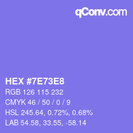 カラーコード: HEX #7E73E8 | qconv.com