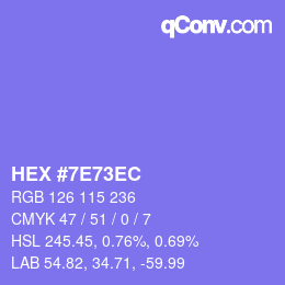 Color code: HEX #7E73EC | qconv.com