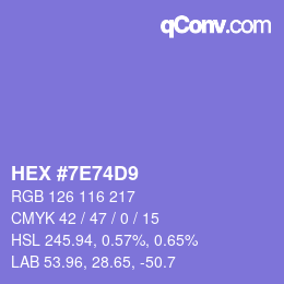 Color code: HEX #7E74D9 | qconv.com