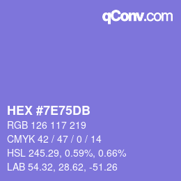 Color code: HEX #7E75DB | qconv.com