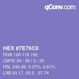 Color code: HEX #7E76C0 | qconv.com