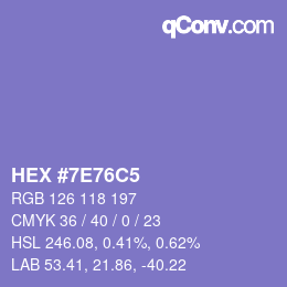Color code: HEX #7E76C5 | qconv.com