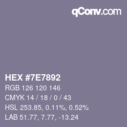 Farbcode: HEX #7E7892 | qconv.com