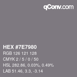 Farbcode: HEX #7E7980 | qconv.com