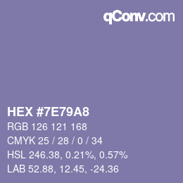 Color code: HEX #7E79A8 | qconv.com