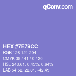 Color code: HEX #7E79CC | qconv.com