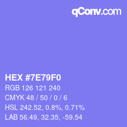Color code: HEX #7E79F0 | qconv.com