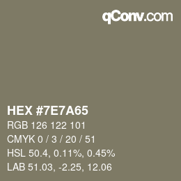 Color code: HEX #7E7A65 | qconv.com