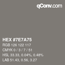 Color code: HEX #7E7A75 | qconv.com