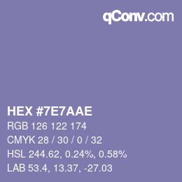 颜色代码: HEX #7E7AAE | qconv.com