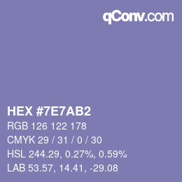 Color code: HEX #7E7AB2 | qconv.com