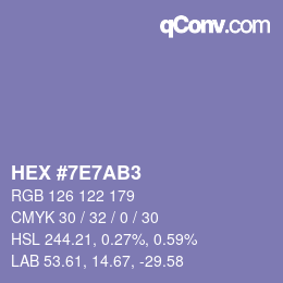 Color code: HEX #7E7AB3 | qconv.com