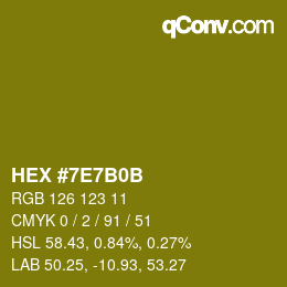 Color code: HEX #7E7B0B | qconv.com