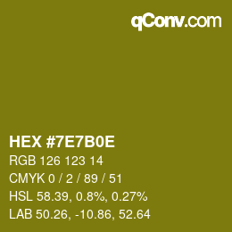 Color code: HEX #7E7B0E | qconv.com