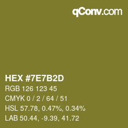 カラーコード: HEX #7E7B2D | qconv.com
