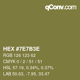 Color code: HEX #7E7B3E | qconv.com