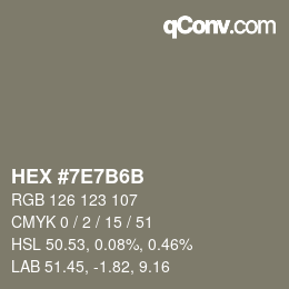 颜色代码: HEX #7E7B6B | qconv.com