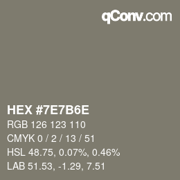 Color code: HEX #7E7B6E | qconv.com