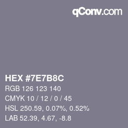 Color code: HEX #7E7B8C | qconv.com