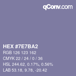 カラーコード: HEX #7E7BA2 | qconv.com