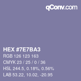 颜色代码: HEX #7E7BA3 | qconv.com