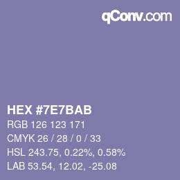 Color code: HEX #7E7BAB | qconv.com