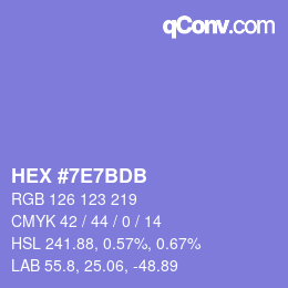 颜色代码: HEX #7E7BDB | qconv.com
