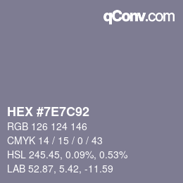 Código de color: HEX #7E7C92 | qconv.com