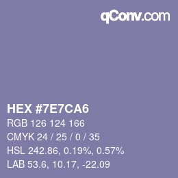 Color code: HEX #7E7CA6 | qconv.com