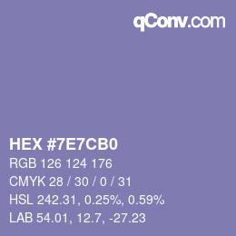 Color code: HEX #7E7CB0 | qconv.com