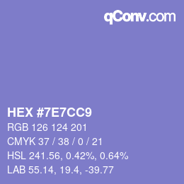 Color code: HEX #7E7CC9 | qconv.com