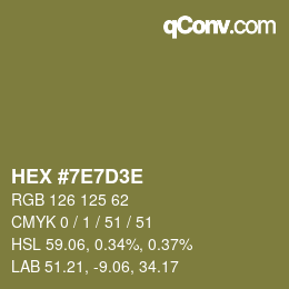 カラーコード: HEX #7E7D3E | qconv.com